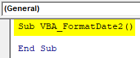 VBA Format Date Example 3-1