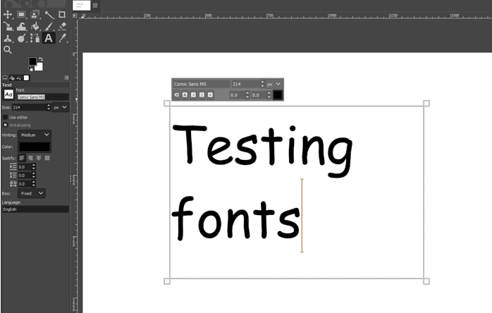 stop gimp font box