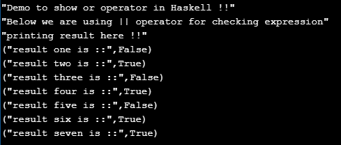 Haskell or output