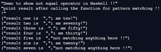 Haskell pattern matching output