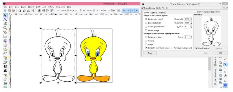 inkscape svg outline bitmap