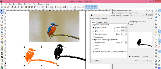 inkscape trace bitmap of photo not working