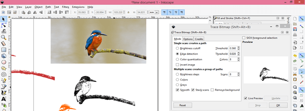 trace bitmap inkscape
