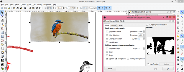 inkscape trace image to vector underneath color