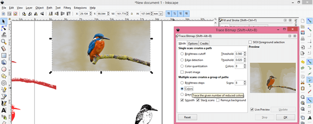 inkscape trace bitmap shows pixels