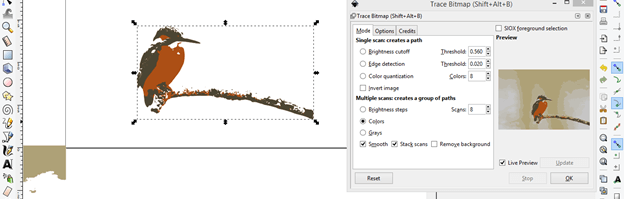 inkscape trace bitmap transparency