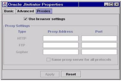 configure the proxy setting