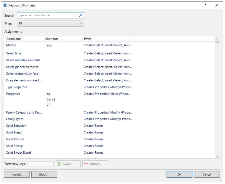 Revit Keyboard Shortcuts 1