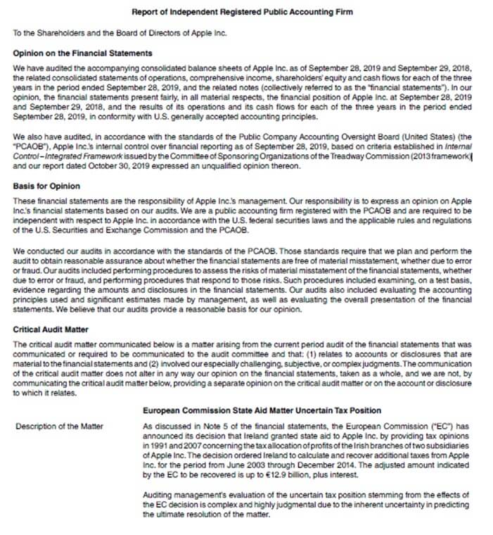 audit report contents example of discount received balance sheet