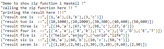 Haskell zip Example 