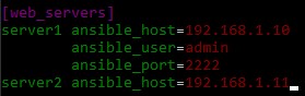 Hosts in an Ansible inventory file