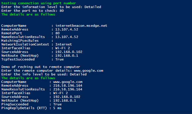 Powershell Test-netconnection 