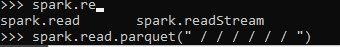 PySpark read parquet output 1