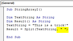 VBA Split String into Array Example 1-8
