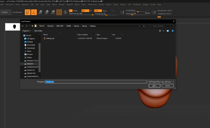 hotkey zbrush