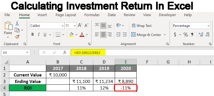 Calculating Investment Return In Excel Examples And Calculation