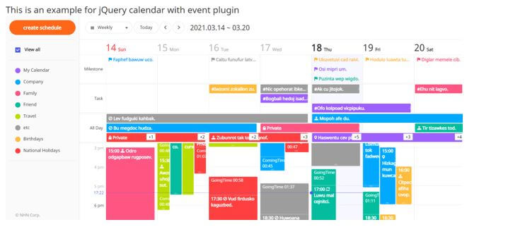jQuery Calendar with Events