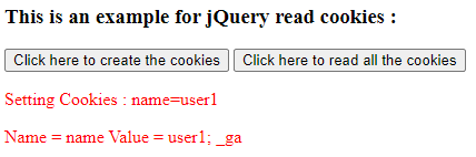 jQuery read cookie output 3