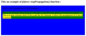 jQuery stopPropagation | Working | Examples of jQuery stopPropagation