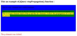 jQuery stopPropagation | Working | Examples of jQuery stopPropagation