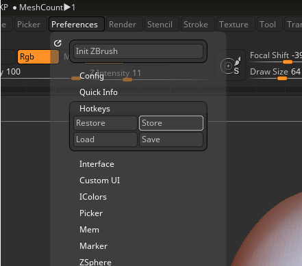 save hotkey zbrush