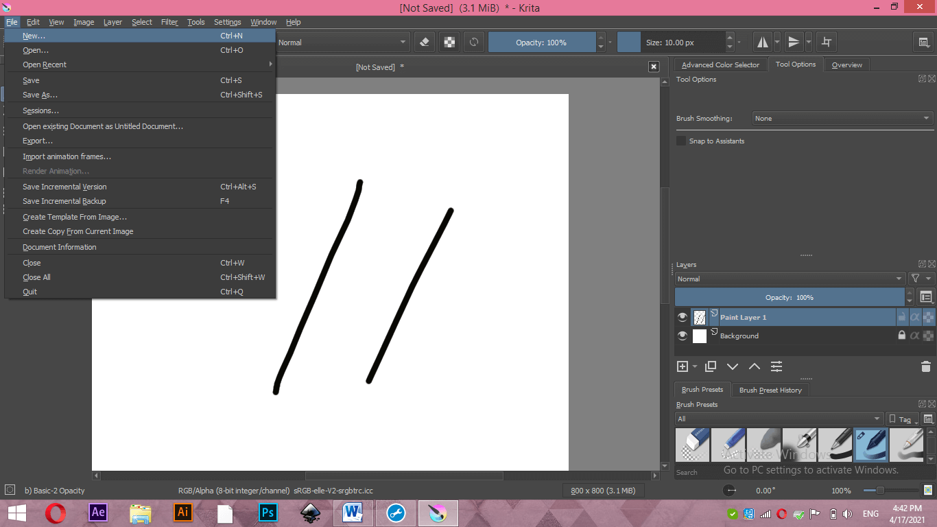 krita brush settings