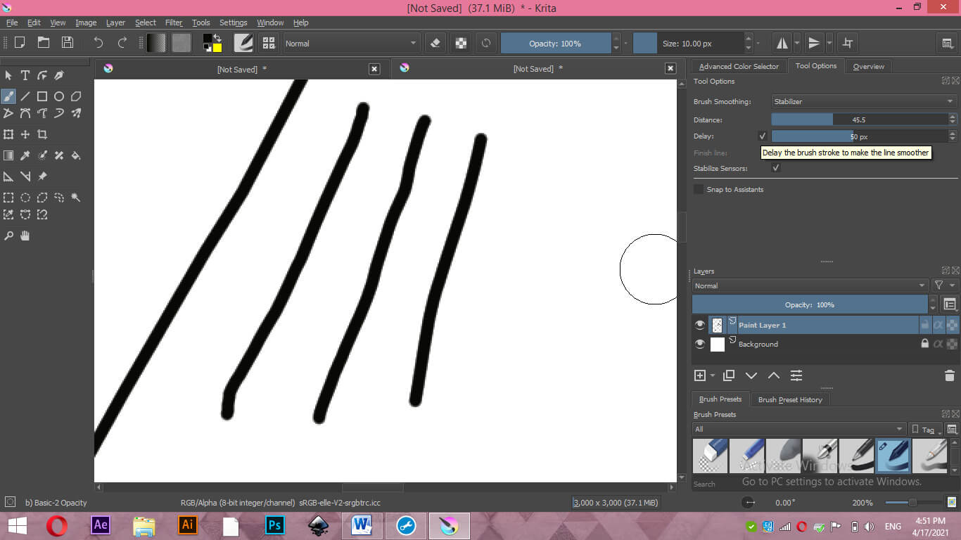 4 methods to draw smooth lines or curves in Krita - Tutorials