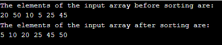 Merge sort C++ output 1