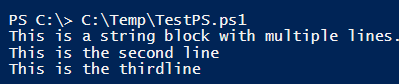 PowerShell here string output 1