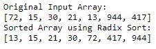 Radix Sort Java Output 2