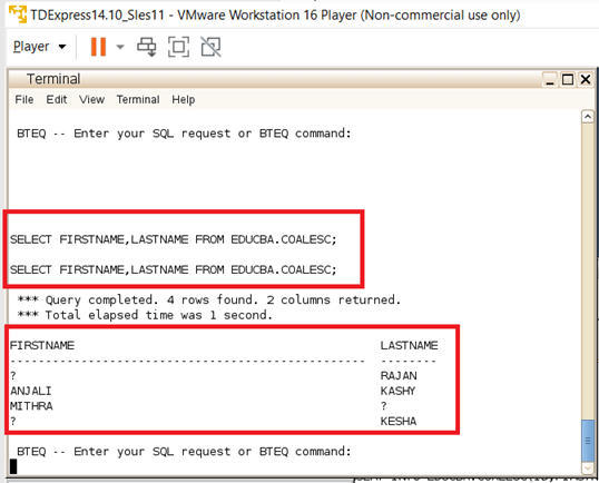 Teradata coalesce output 1