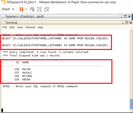 Teradata coalesce output 2