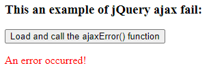 jQuery ajax fail output 1.2