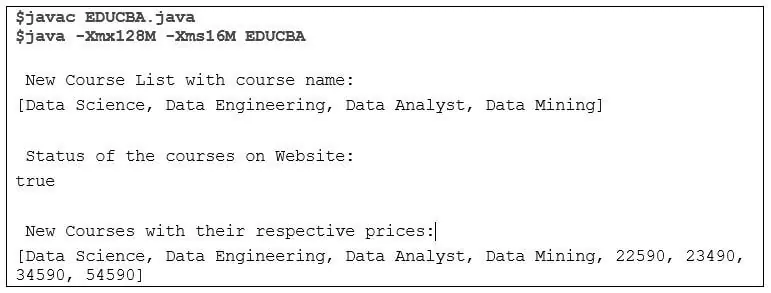 Java Collection Methods output 1