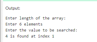 Linear search in Java output 1.2