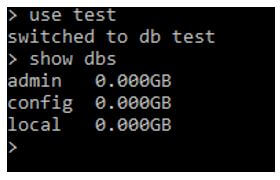 use test show dbs