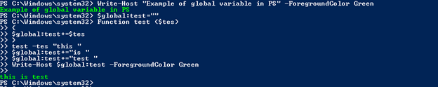 PowerShell Global variable output 1