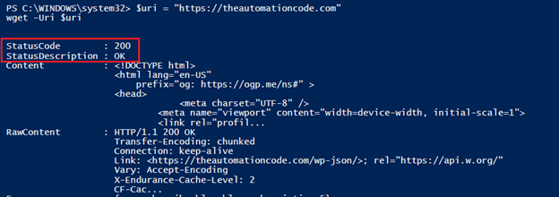 PowerShell wget output 5