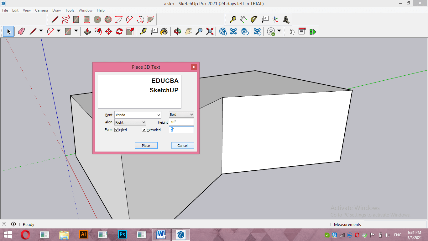 SketchUp 3D text Output 21