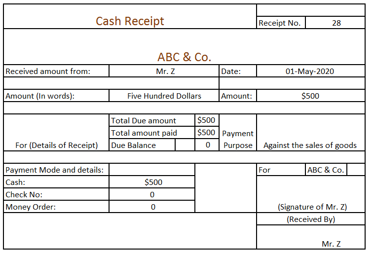 cash receipt voucher