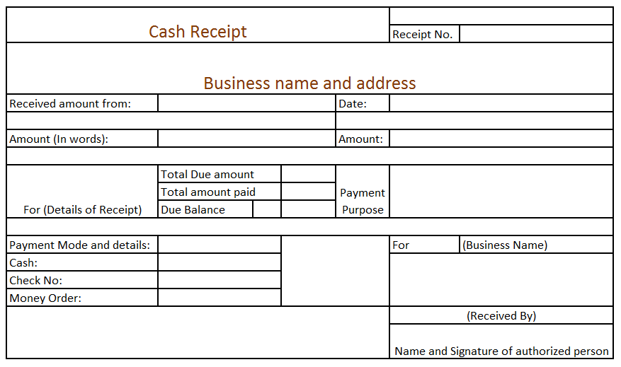 cash receipt format