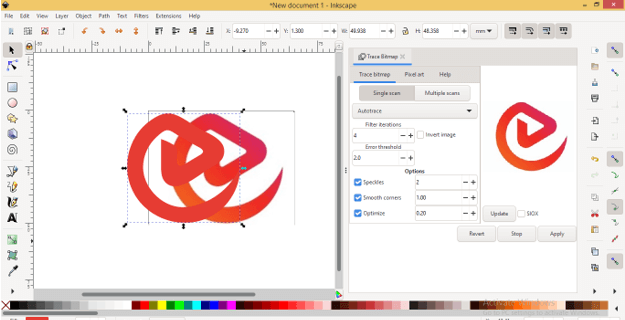 inkscape trace bitmap to layers