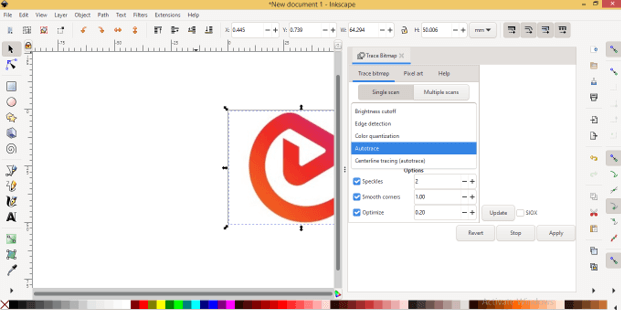 inkscape trace bitmap dialog box not showing