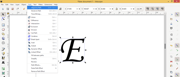 inkscape text to path