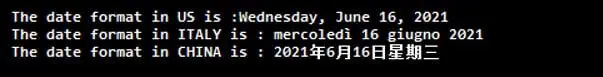 show the date in different formats for the different countries
