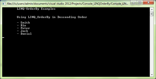 LINQ orderby output 2