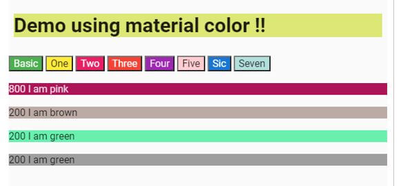 Angular material color output