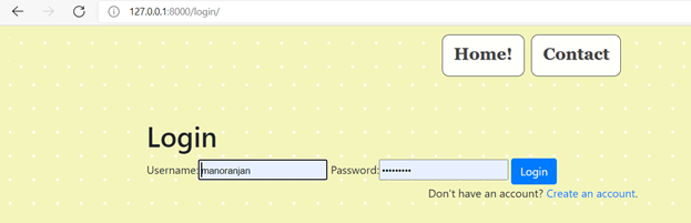 Authentication in Django output 1