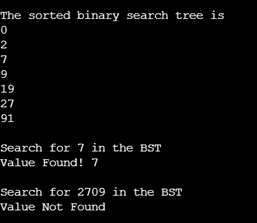 Binary search tree C++ output 2