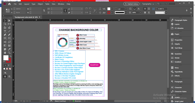 how to add background color in indesign